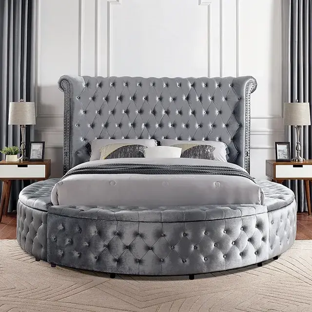 Glam Gray Queen Bedroom Set — Bed Frame, view 5