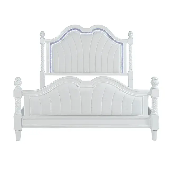 Glam Pearl White Bedroom Set — Bed Frame, view 4