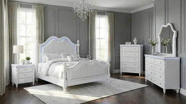 Glam Pearl White Nightstand — Nightstand, view 2