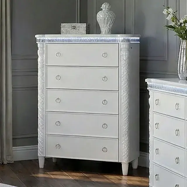 Glam Pearl White Nightstand — Nightstand, view 5