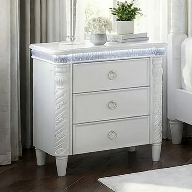 Glam Pearl White Nightstand — Nightstand, view 6