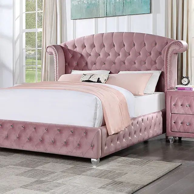 Glam Pink Full Bedroom Set — Bed Frame, main view