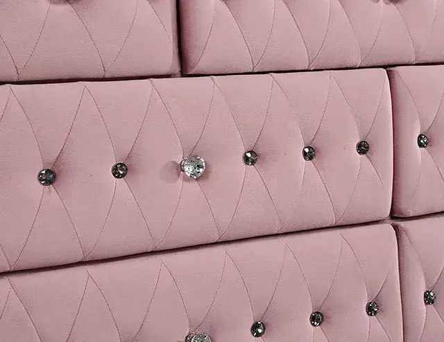 Glam Pink Full Bedroom Set — Bed Frame, view 4