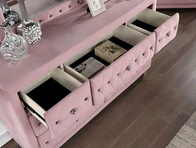 Glam Pink Queen Bedroom Set — Bed Frame, view 2