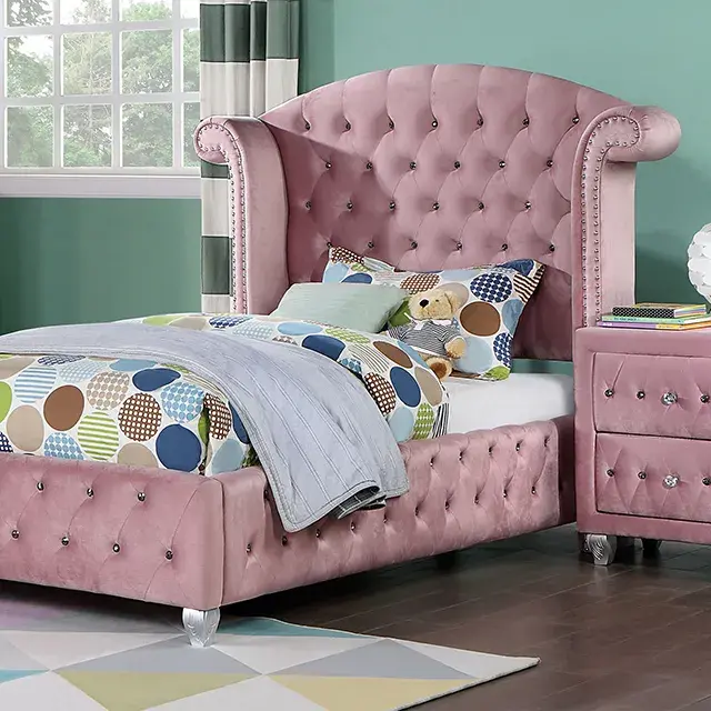 Glam Pink Twin Bedroom Set — Bed Frame, main view