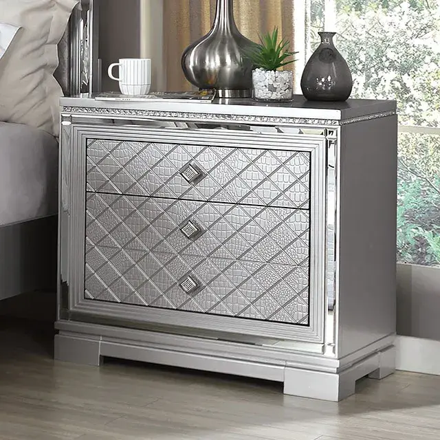 Glam Silver Nightstand — Nightstand, view 3