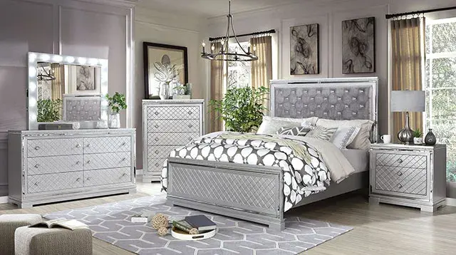 Glam Silver Nightstand — Nightstand, view 4