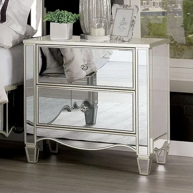Glam Silver Nightstand (Eliora) — Nightstand, main view