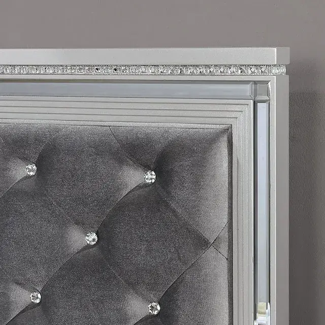 Glam Silver Queen Bedroom Set — Bed Frame, view 3