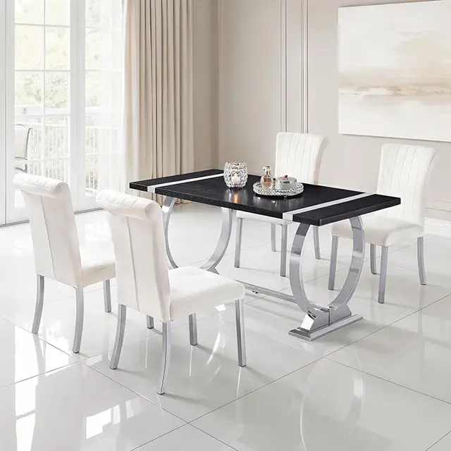 Glam Silver/Black Dining Set — Dining Table, main view