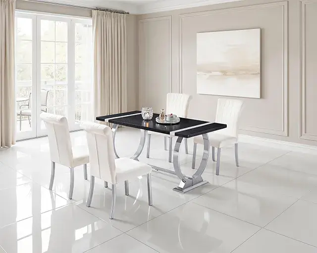 Glam Silver/Black Dining Set — Dining Table, view 2