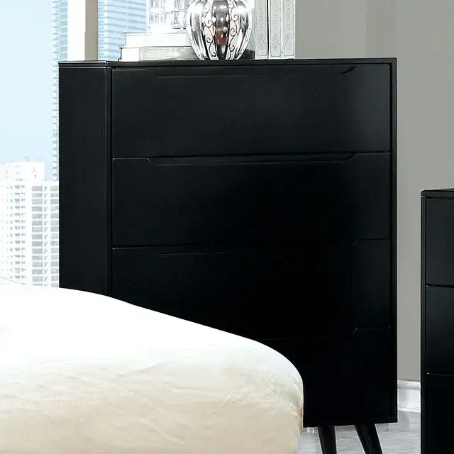 Mid-Century Modern Black Nightstand — Nightstand, view 3