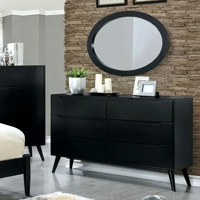 Mid-Century Modern Black Nightstand — Nightstand, main view