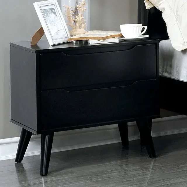 Mid-Century Modern Black Nightstand — Nightstand, view 5