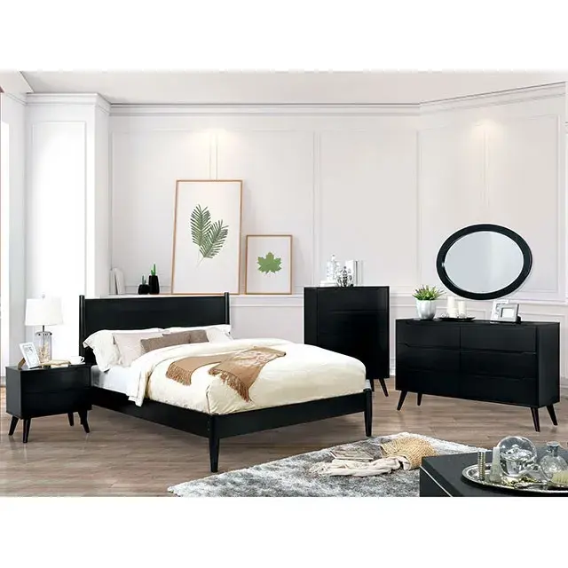 Mid-Century Modern Black Nightstand — Nightstand, view 6