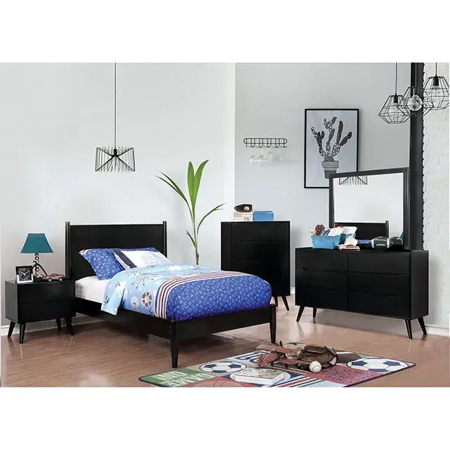Mid-Century Modern Black Nightstand — Nightstand, view 7
