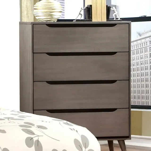 Mid-Century Modern Gray Nightstand — Nightstand, view 2