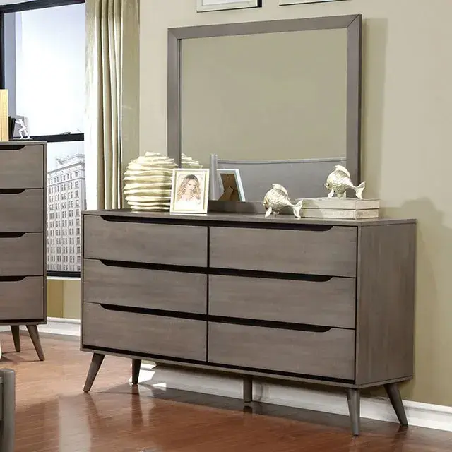 Mid-Century Modern Gray Nightstand — Nightstand, view 3