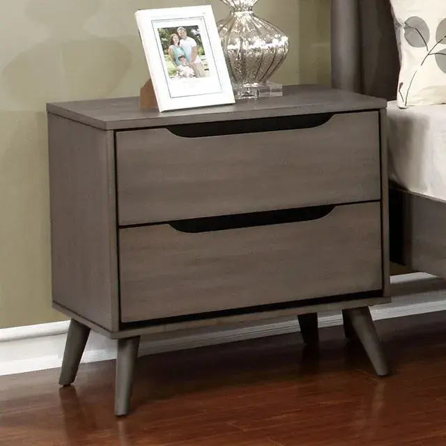 Mid-Century Modern Gray Nightstand — Nightstand, main view