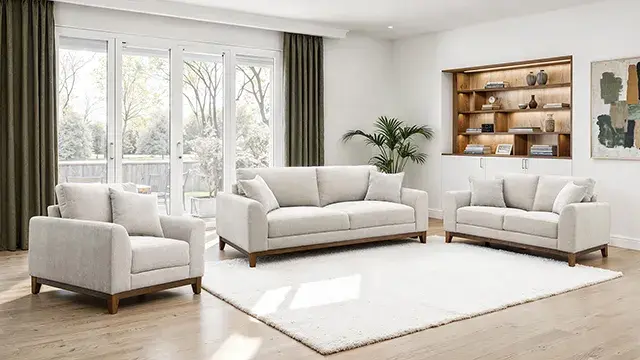 Mid-Century Modern Light Gray Accent Chair — Lounge Chair, main view