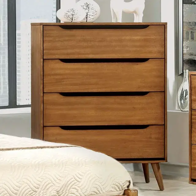 Mid-Century Modern Oak Nightstand — Nightstand, main view