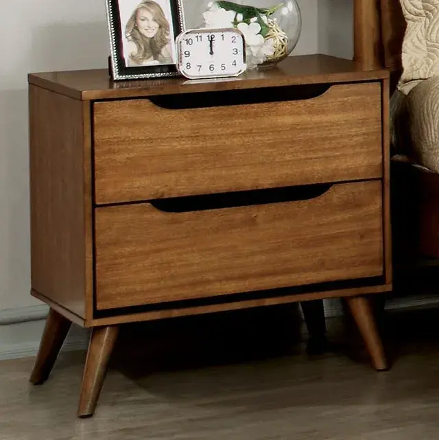 Mid-Century Modern Oak Nightstand — Nightstand, view 4
