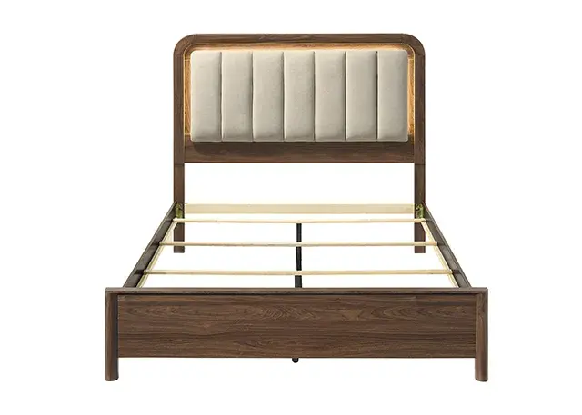 Mid-Century Modern Walnut Bedroom Set — Bed Frame, view 4