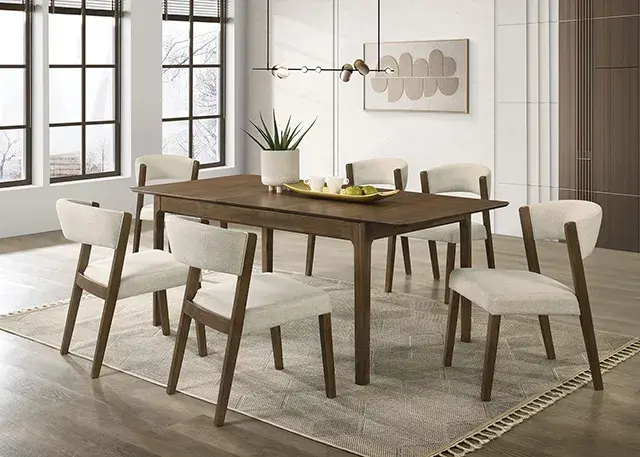 Mid-Century Modern Walnut Dining Set — Dining Table, view 6