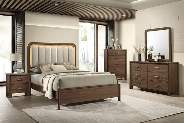 Mid-Century Modern Walnut Nightstand — Nightstand, view 2