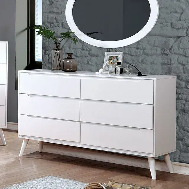 Mid-Century Modern White Nightstand — Nightstand, view 3