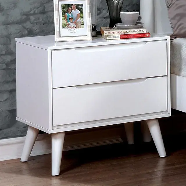 Mid-Century Modern White Nightstand — Nightstand, view 5