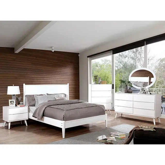 Mid-Century Modern White Nightstand — Nightstand, view 7