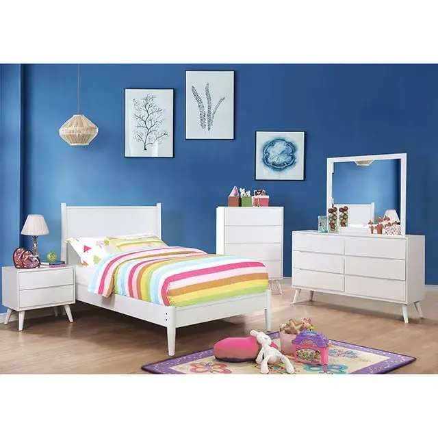 Mid-Century Modern White Nightstand — Nightstand, view 8