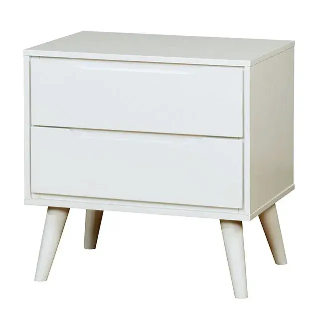 Mid-Century Modern White Nightstand — Nightstand, view 9