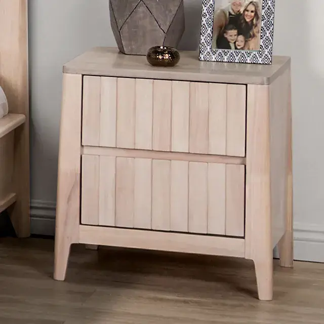 Mid-Century Modern White Wash Nightstand — Nightstand, view 3