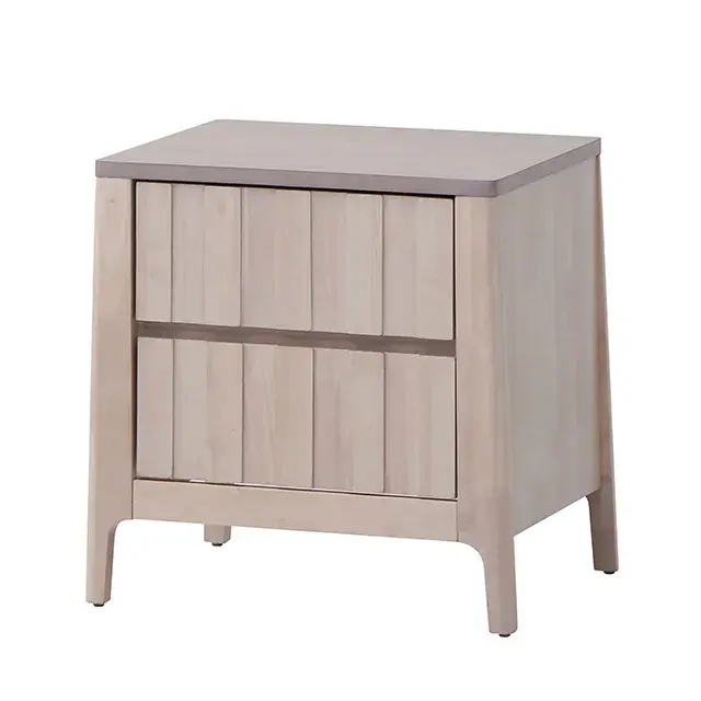 Mid-Century Modern White Wash Nightstand — Nightstand, view 2