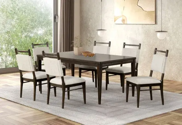 Modern Dark Walnut Dining Set — Dining Table, view 7