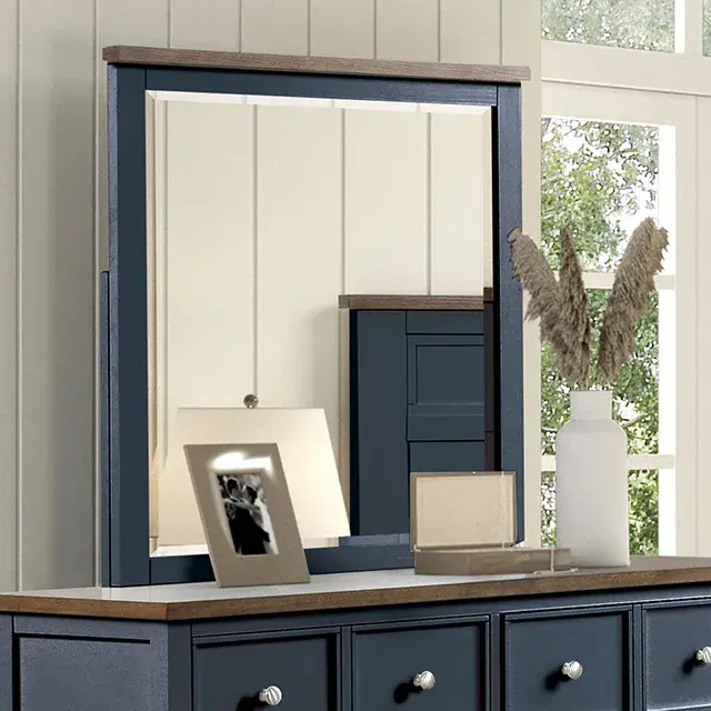 Modern Farmhouse Blue/Dark Brown Nightstand — Nightstand, view 4