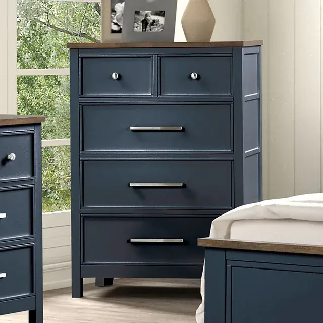 Modern Farmhouse Blue/Dark Brown Nightstand — Nightstand, view 5