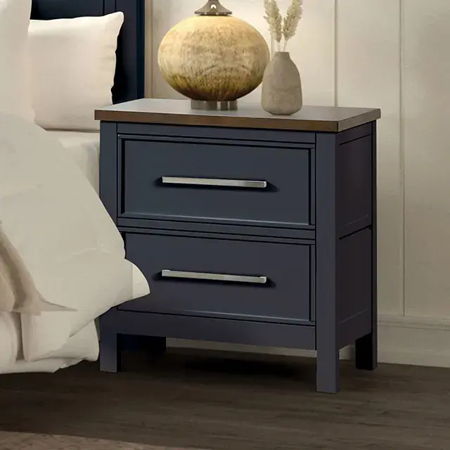 Modern Farmhouse Blue/Dark Brown Nightstand — Nightstand, view 6