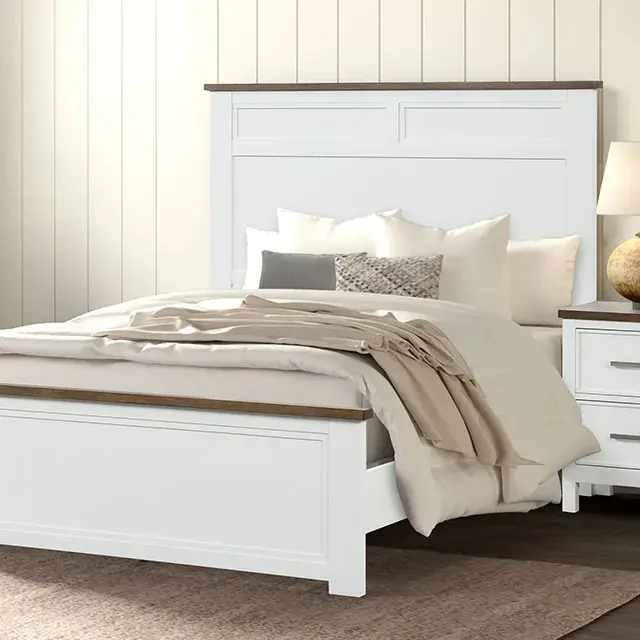 Modern Farmhouse White/Dark Brown Nightstand — Nightstand, main view