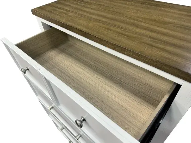 Modern Farmhouse White/Dark Brown Nightstand — Nightstand, view 11
