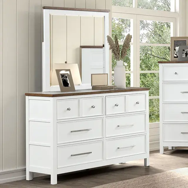 Modern Farmhouse White/Dark Brown Nightstand — Nightstand, view 3