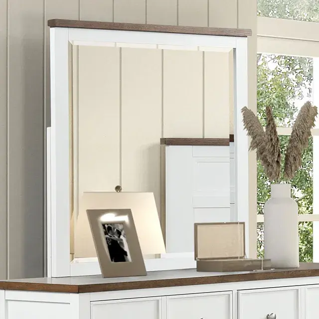 Modern Farmhouse White/Dark Brown Nightstand — Nightstand, view 4