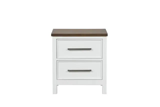 Modern Farmhouse White/Dark Brown Nightstand — Nightstand, view 7