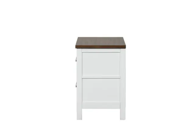 Modern Farmhouse White/Dark Brown Nightstand — Nightstand, view 8