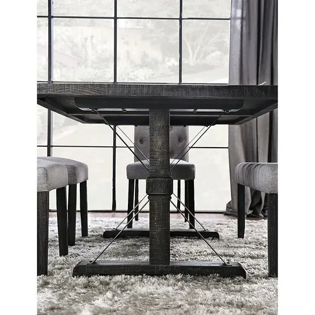 Rustic Antique Black Dining Set — Dining Table, view 2