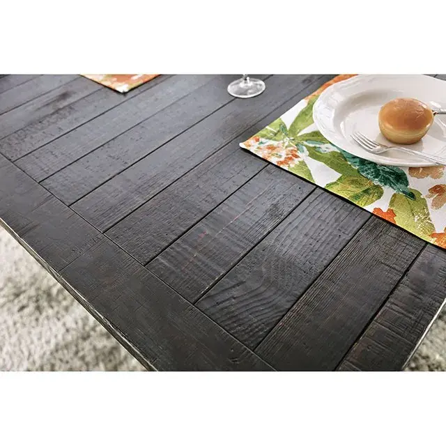 Rustic Antique Black Dining Set — Dining Table, view 3