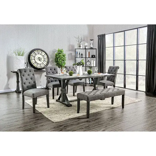 Rustic Antique Black Dining Set — Dining Table, view 5