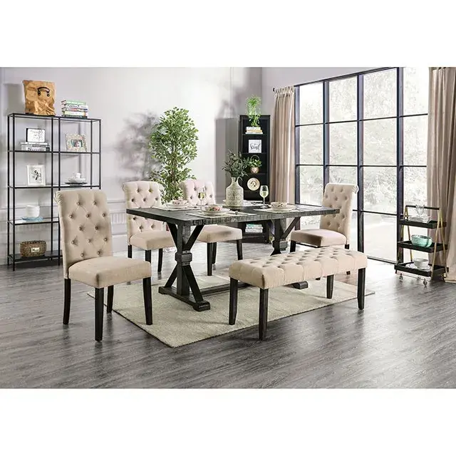 Rustic Antique Black Dining Set — Dining Table, view 6